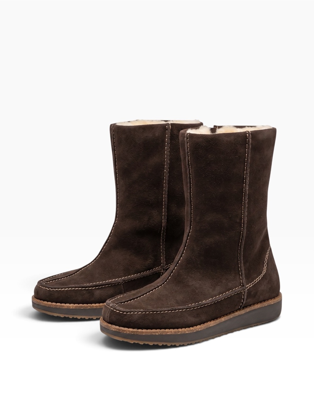 Rieker Brown Suede Leather Wool-Lined Moc Toe Winter Boots EU 37 US 6/6.5 4254